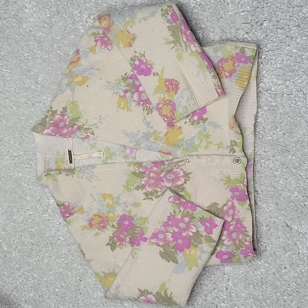 Free people youth  wool and nylon  floral cardigan size M